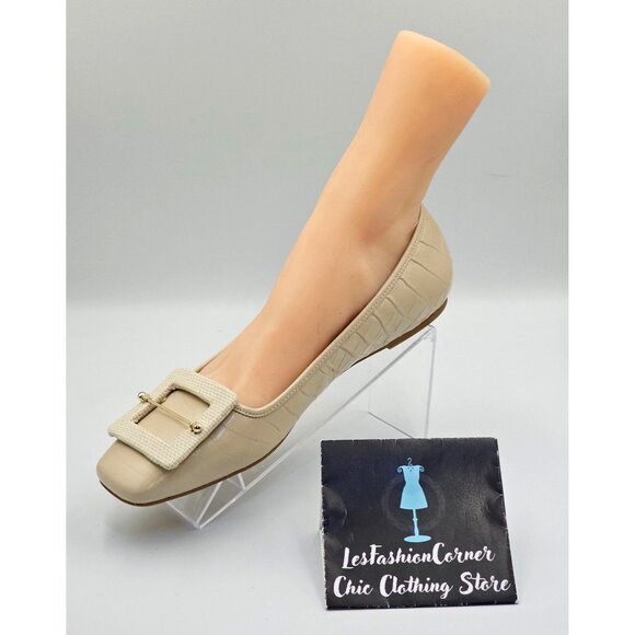 NWOB Zac Zac Posen Women's Beige Leather Vonte Skimmer Square Flats Sz 9.5 2692 - Picture 15 of 16